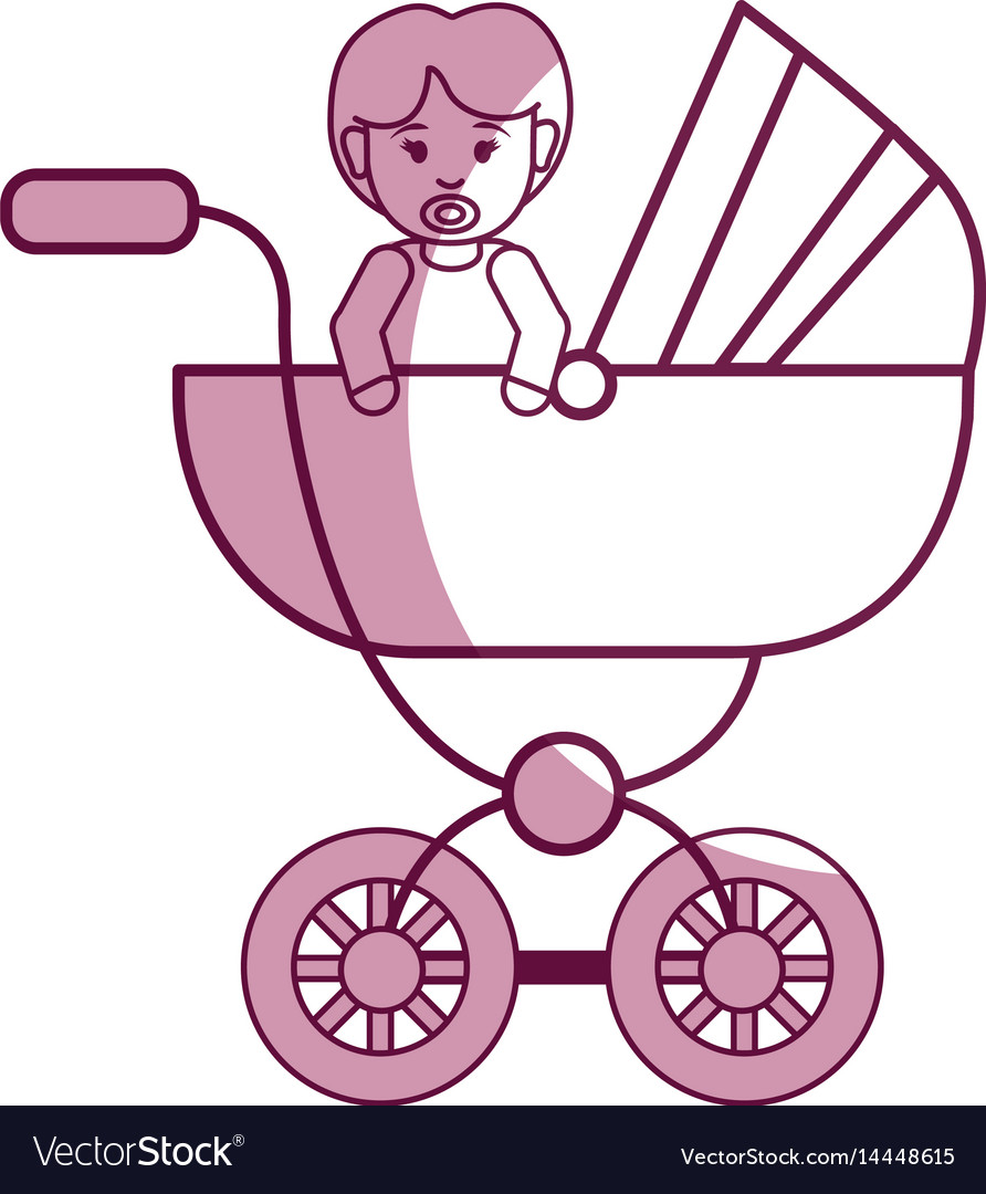 Baby Mädchen mit Frisur im Wagen