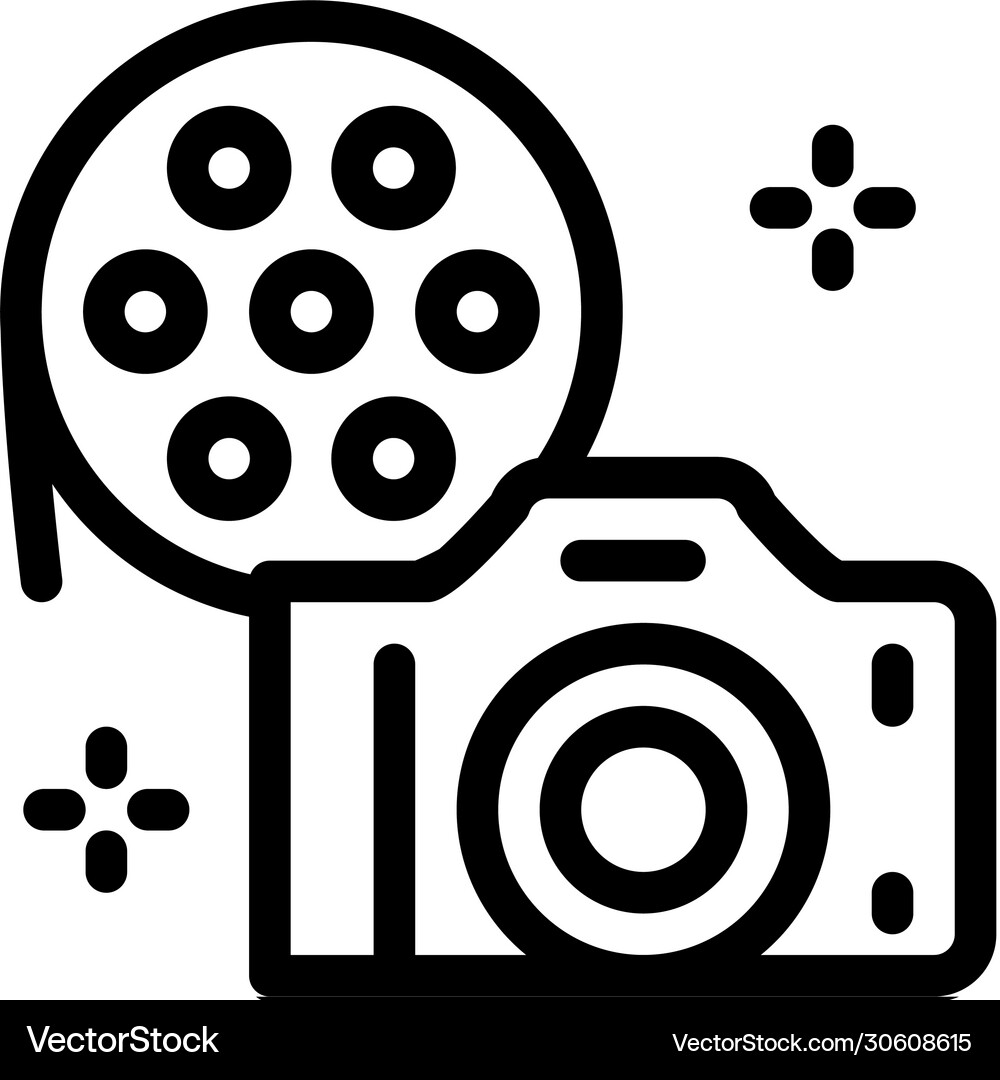 Camera film icon outline Royalty Free Vector Image