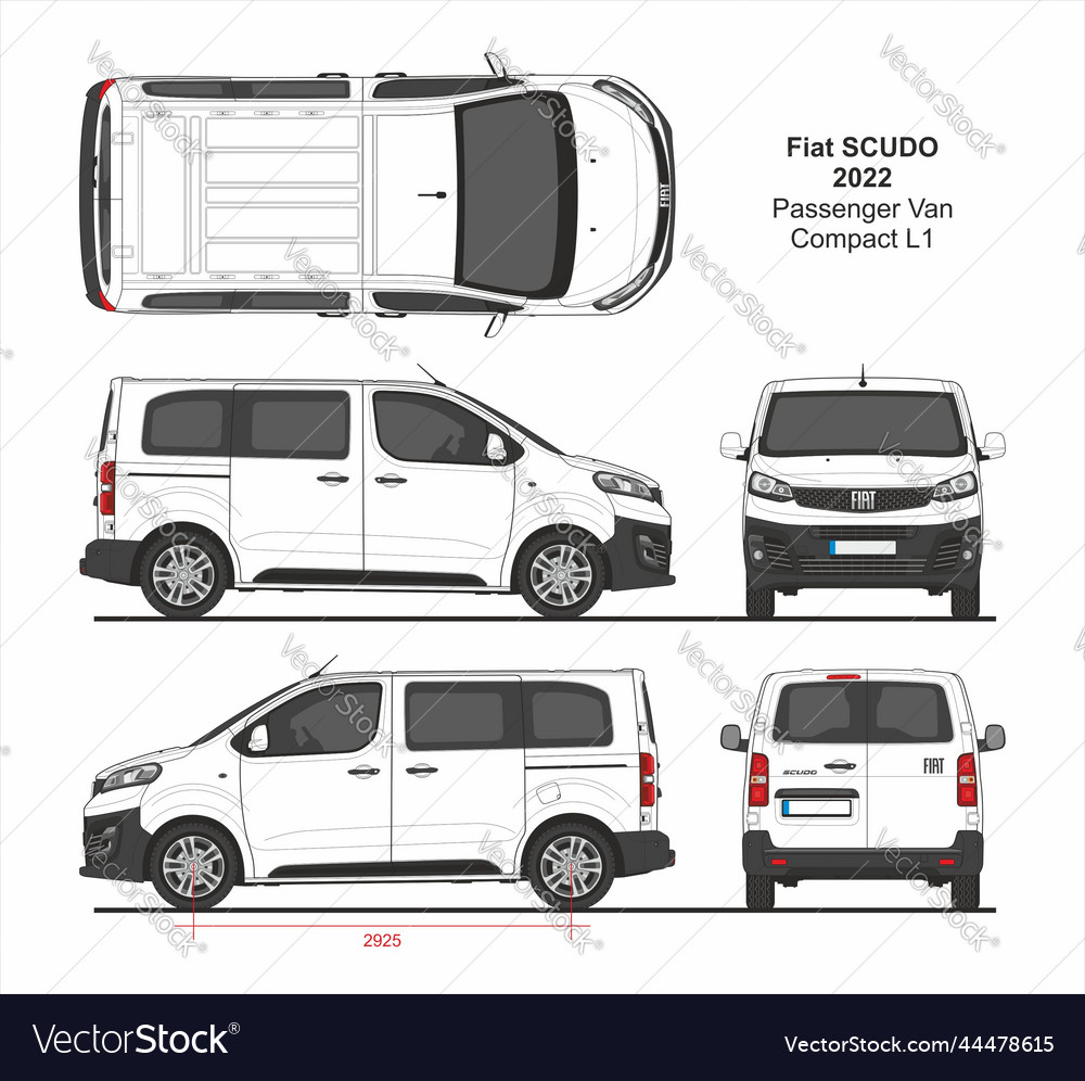 Fiat scudo passenger van l1 2022 Royalty Free Vector Image