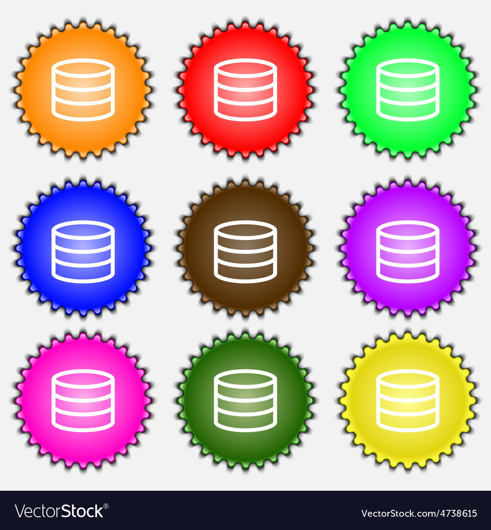 Hard disk and database icon sign a set of nine