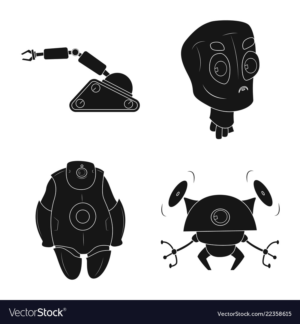 Isolated object of robot and factory sign set Vector Image Isolated object of robot and factory sign set
