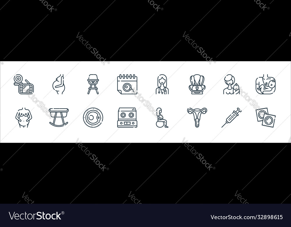 Maternity line icons linear set quality vector image Maternity line icons linear set quality