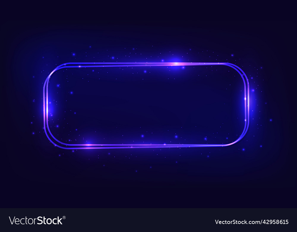 Neon double rounded rectangular frame vector image Neon double rounded rectangular frame