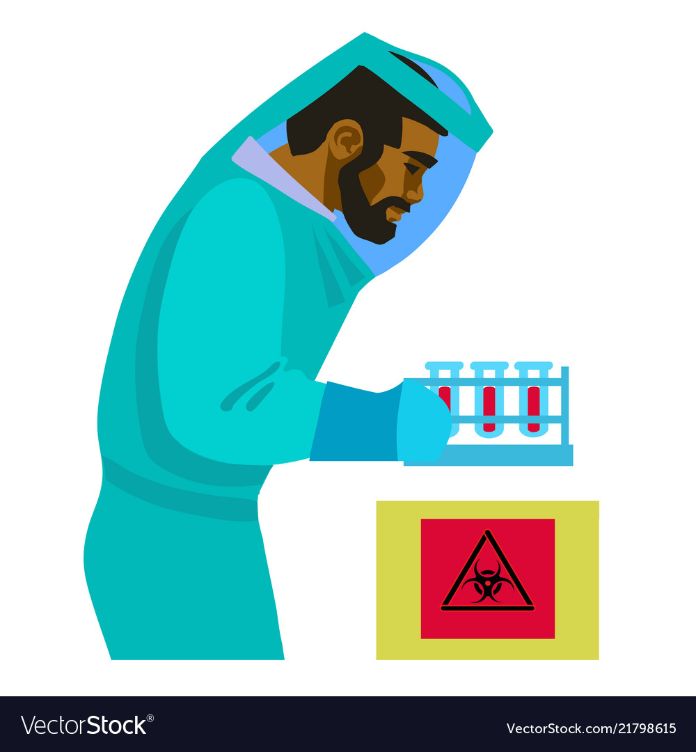 Scientist working with bio hazardous substances Vector Image