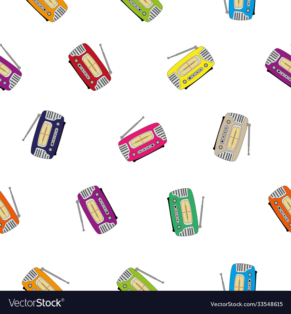 Seamless pattern radio icon isolated vector image Seamless pattern radio icon isolated