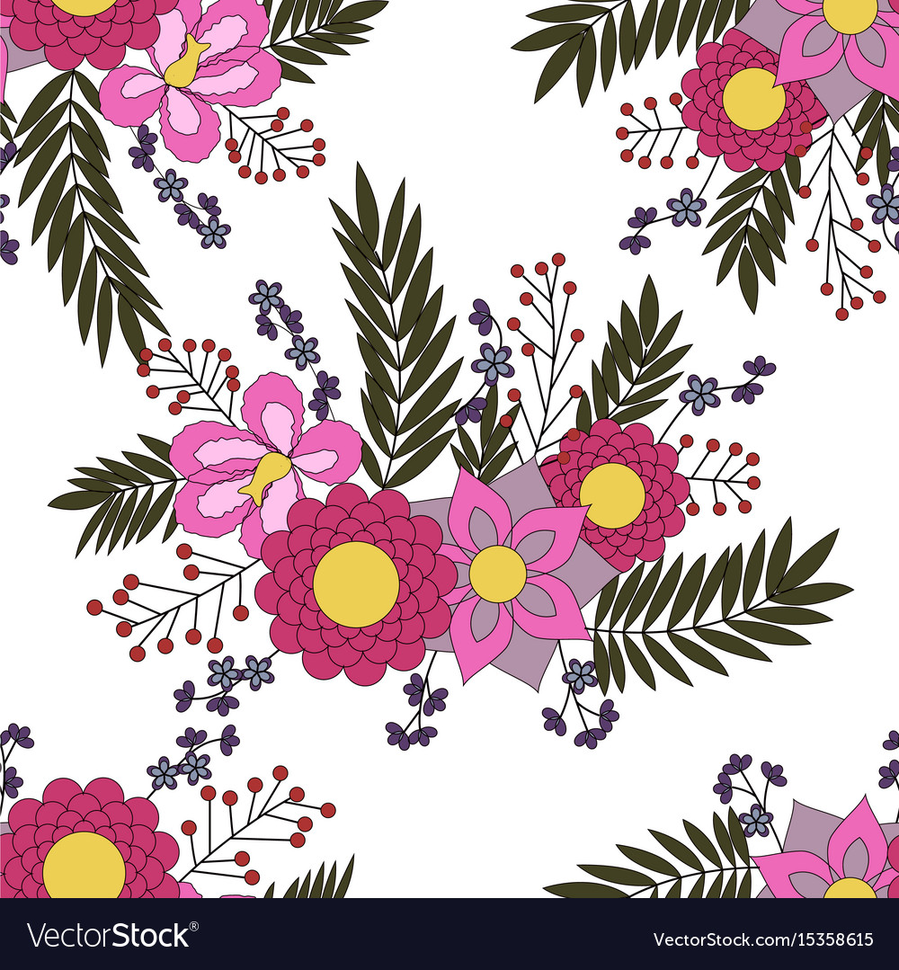 Seamless pattern with abstract flower elements