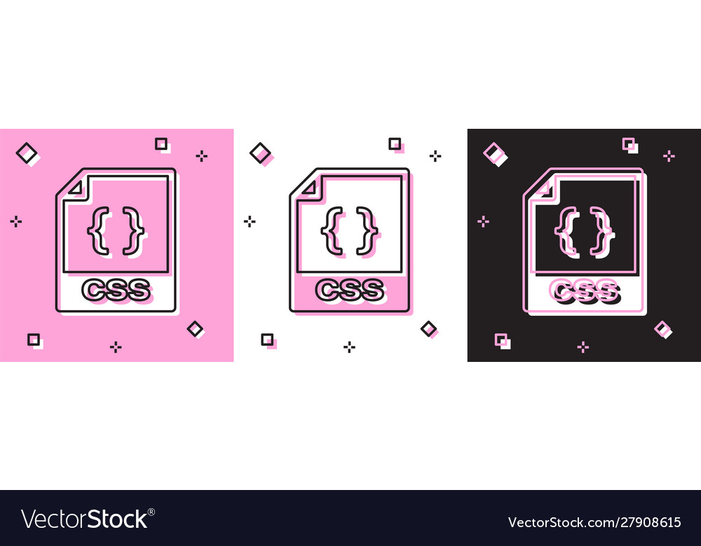 Set css file document download button icon vector image Set css file document download button icon