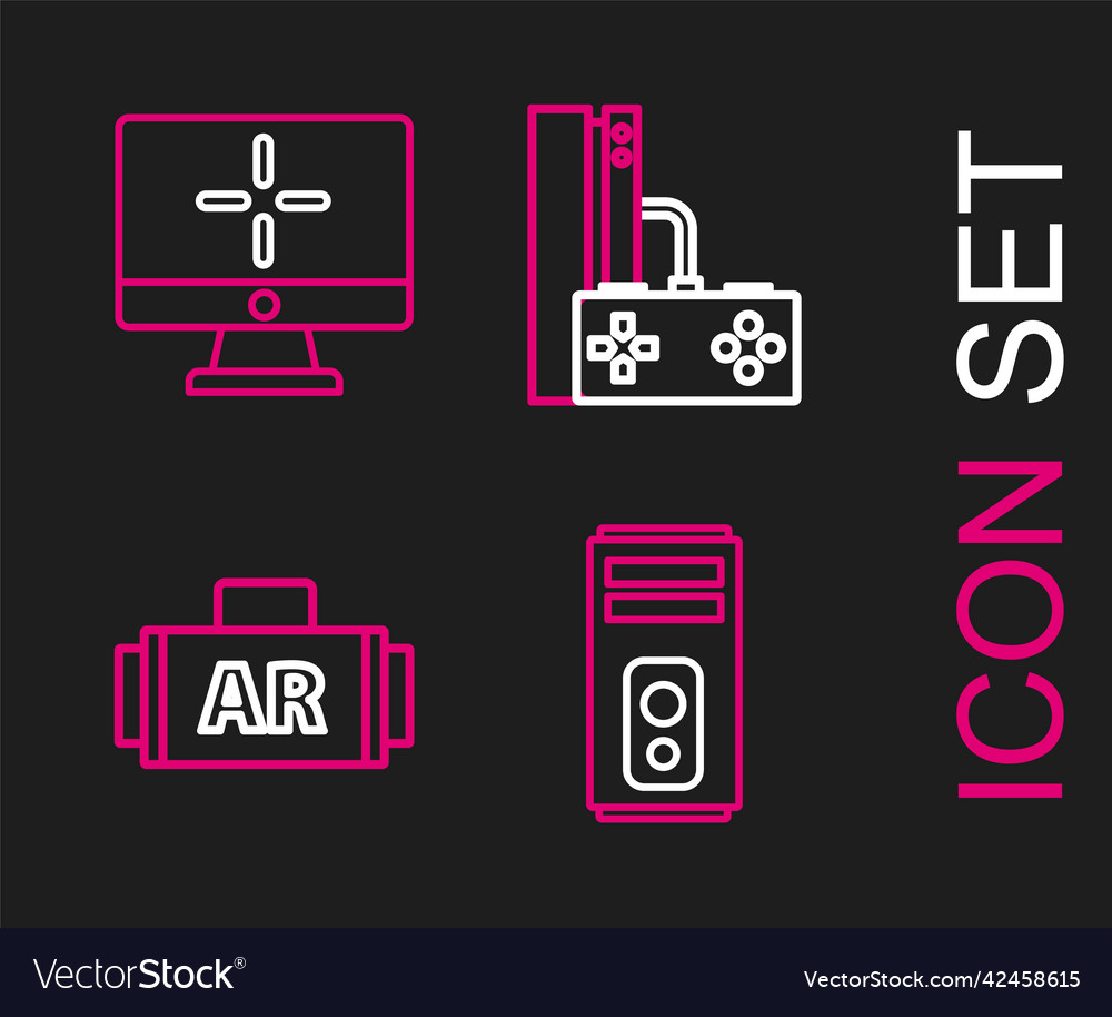 Set line computer ar augmented reality game vector image Set line computer ar augmented reality game