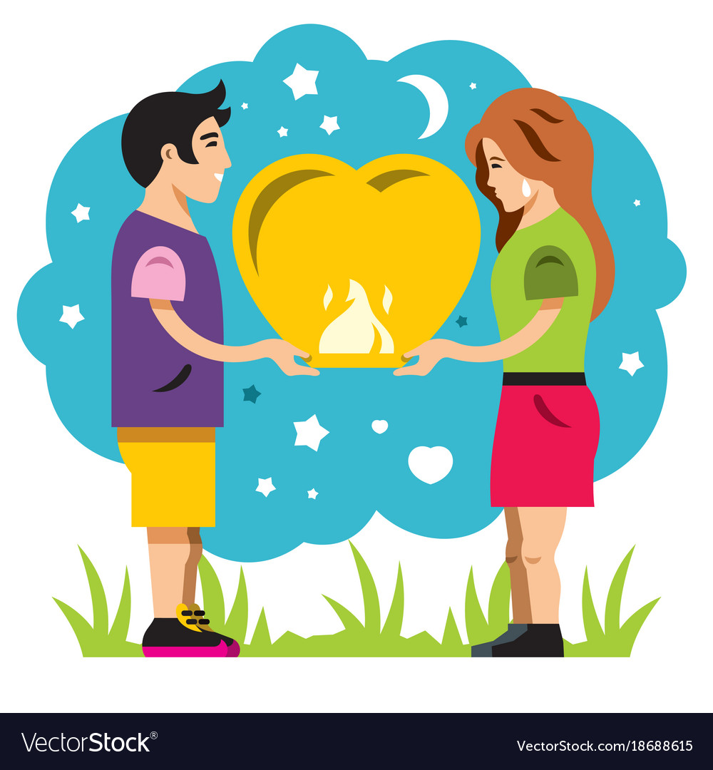 Sky paper lantern and man cartoon Royalty Free Vector Image