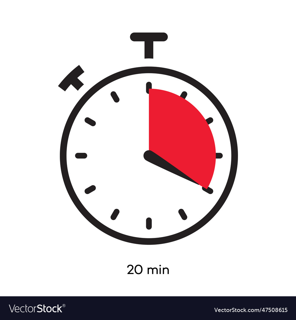 Timer 20 minutes symbol color style Royalty Free Vector