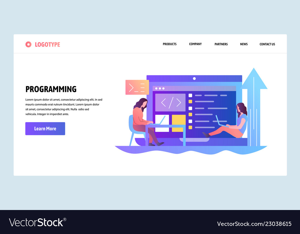 Web site onboarding screens programmers coding Vector Image