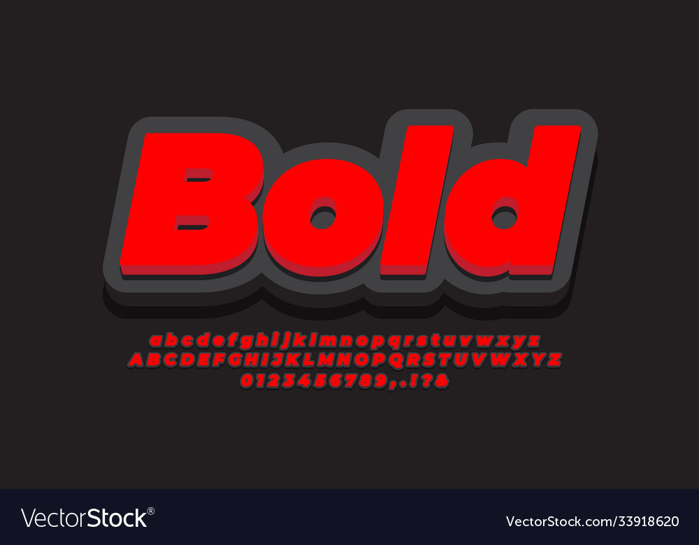 Cool 3d red black text effect or font Royalty Free Vector