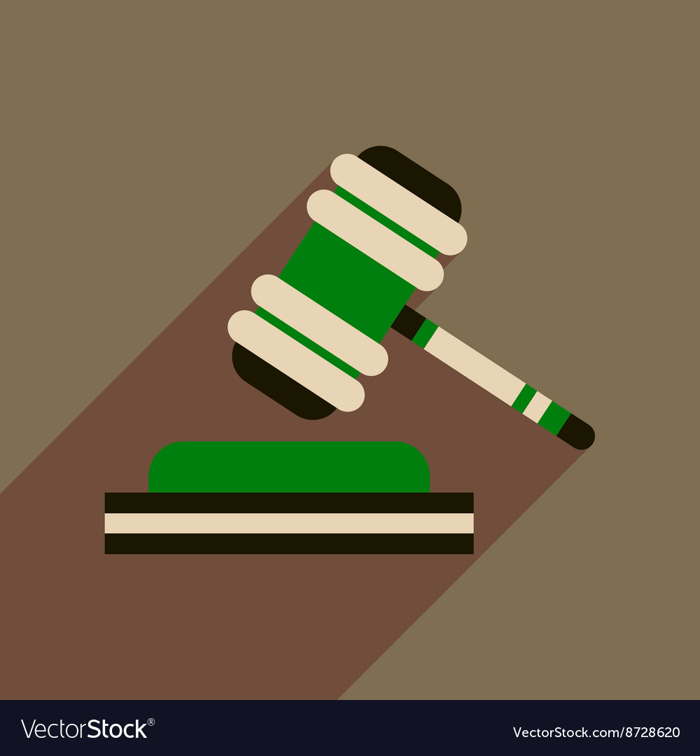 Flat web icon with long shadow judge hammer