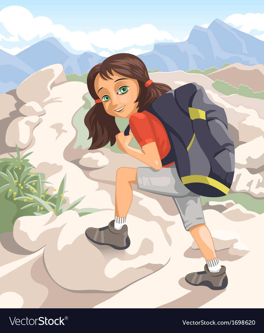 Girl with a backpack Royalty Free Vector Image