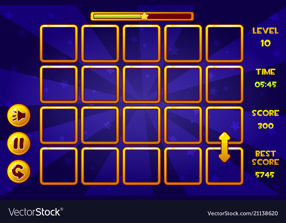 Interface match3 games and buttons game assets