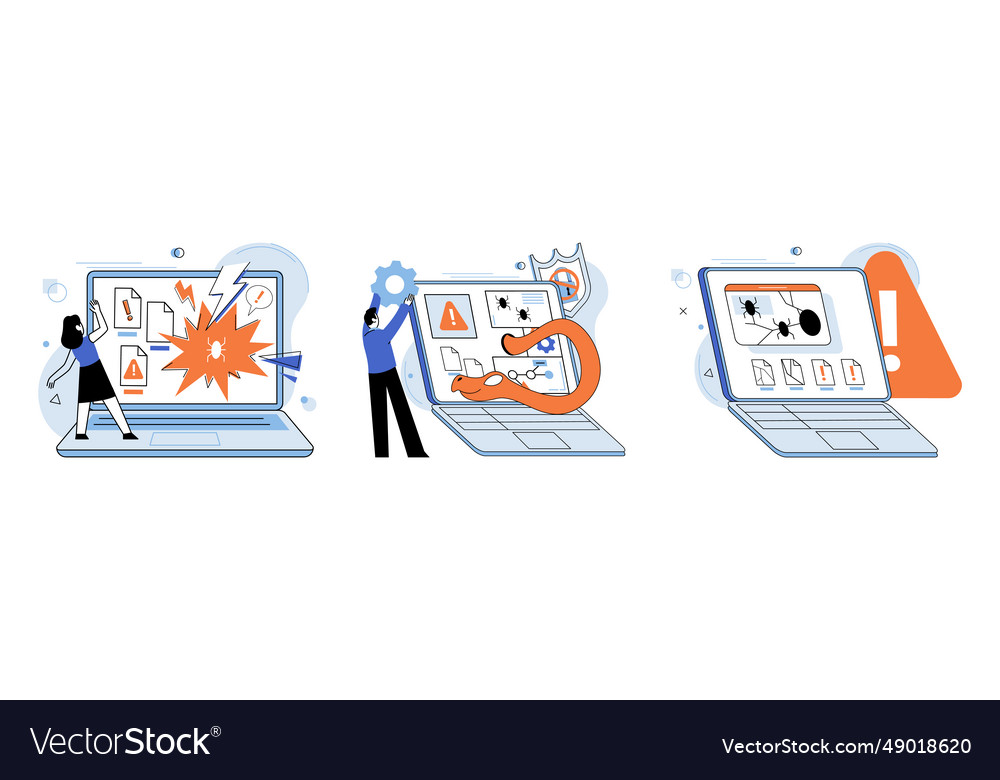 Malware spyware virus warnings help users vector image Malware spyware virus warnings help users