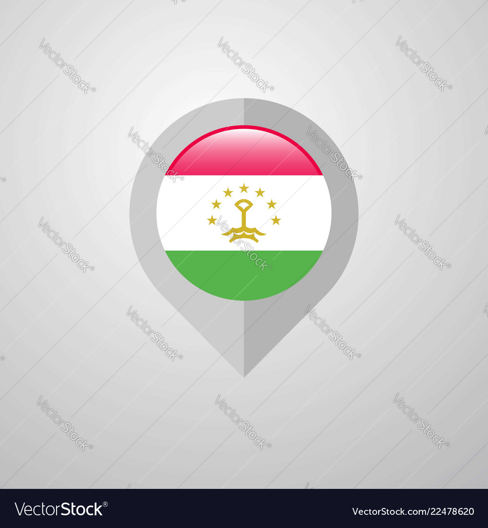 Karten-Navigationszeiger mit Tajikistan Flaggendesign