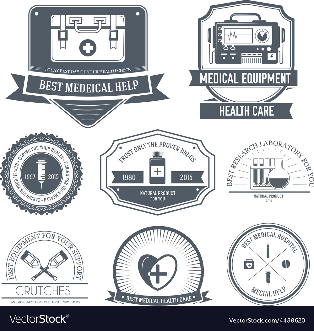 Medical Label Template Of Emblem Element For Your Vector Image