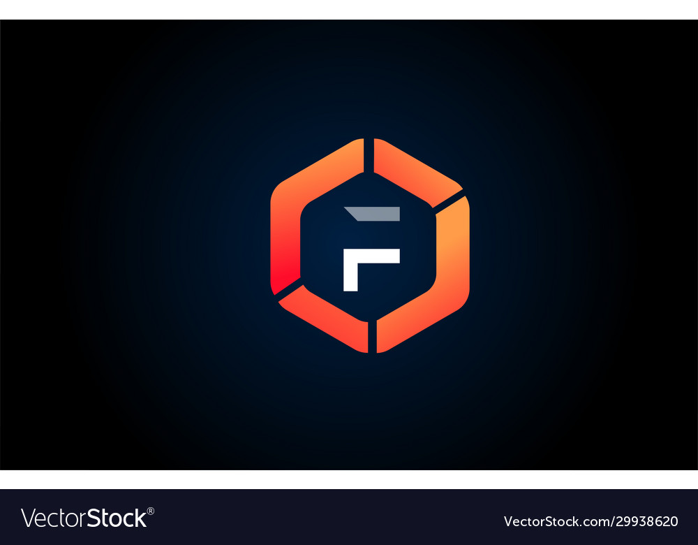 Orange white polygon f letter alphabet logo