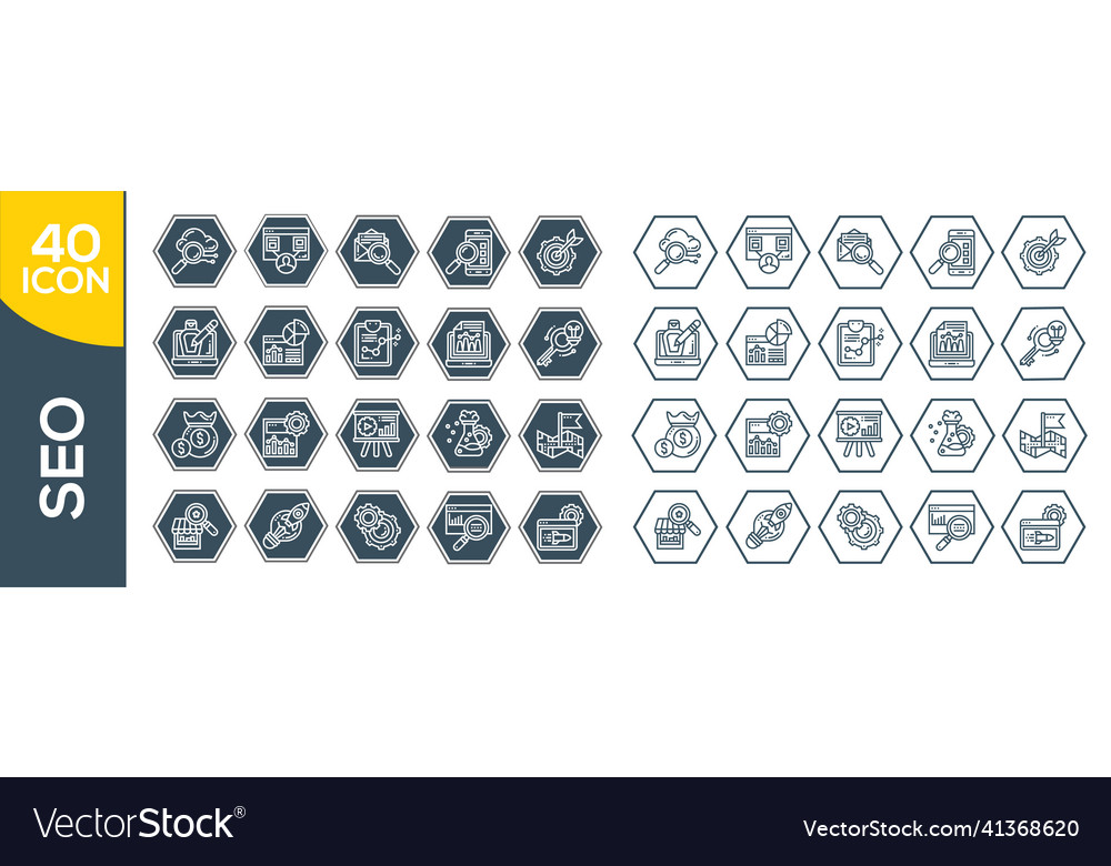 Seo optimization icons set of line