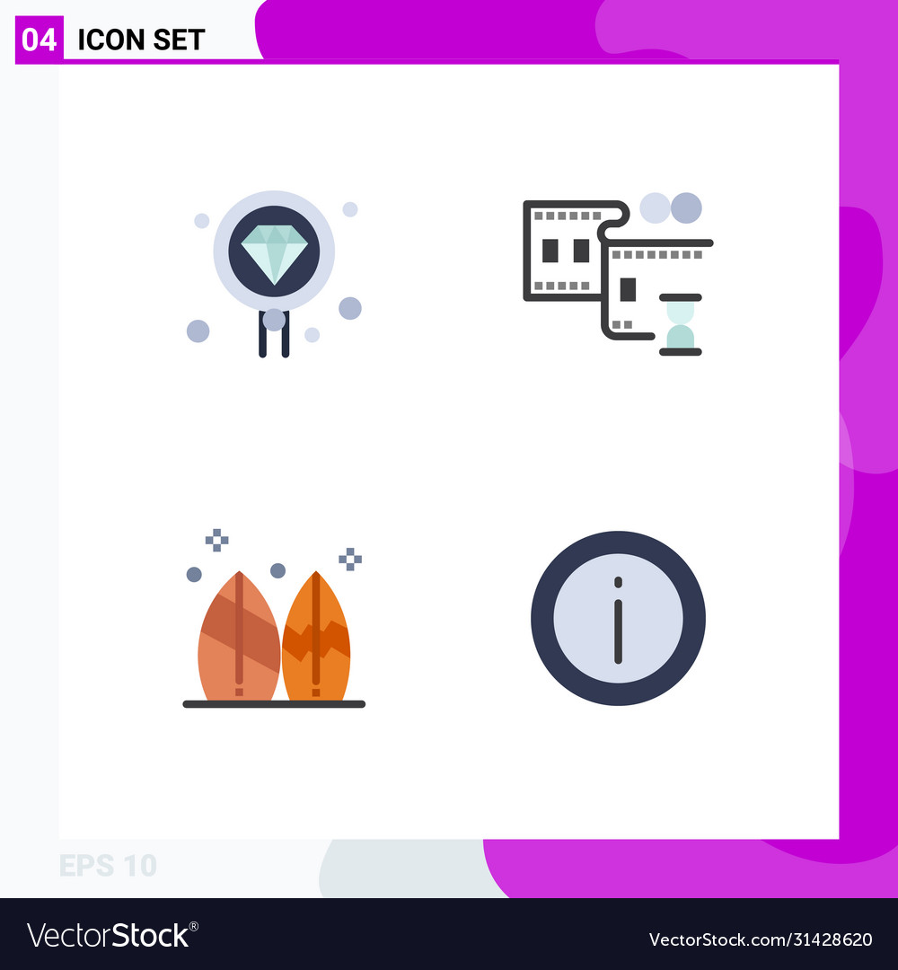 Set 4 flat icons on grid for coding sport