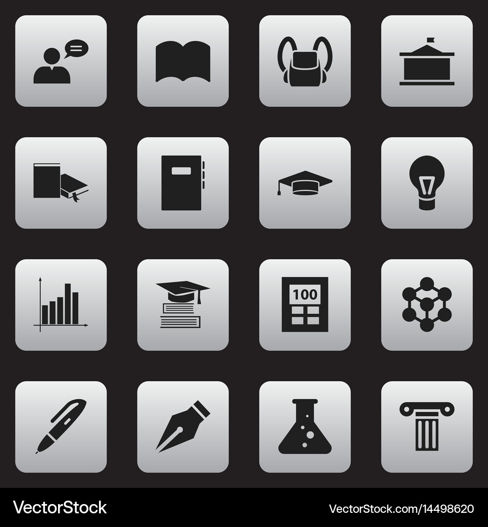 Set of 16 editable graduation icons includes Vector Image