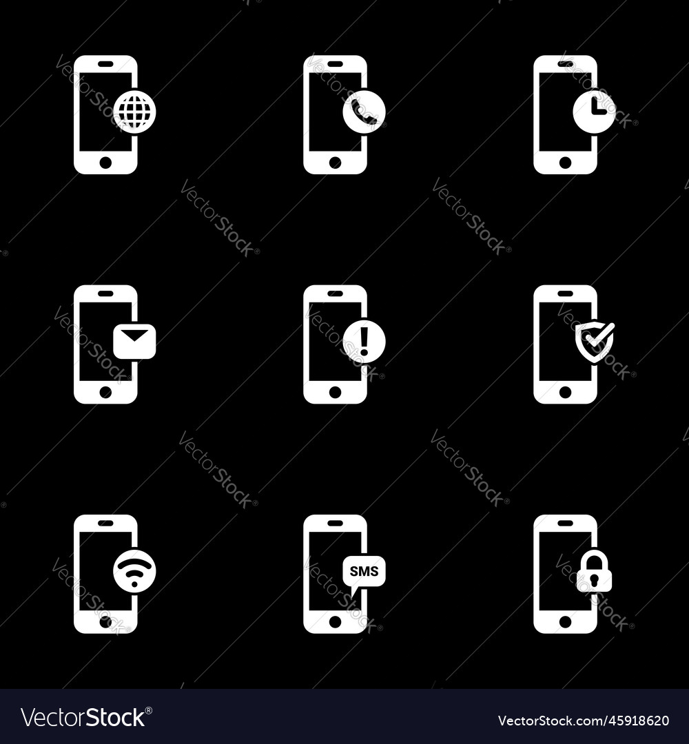 Set of simple icons on a theme phone functions vector image Set of simple icons on a theme phone functions