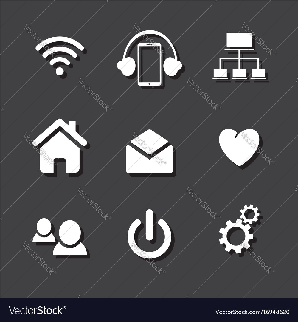 Set of social network icons with cloud computing
