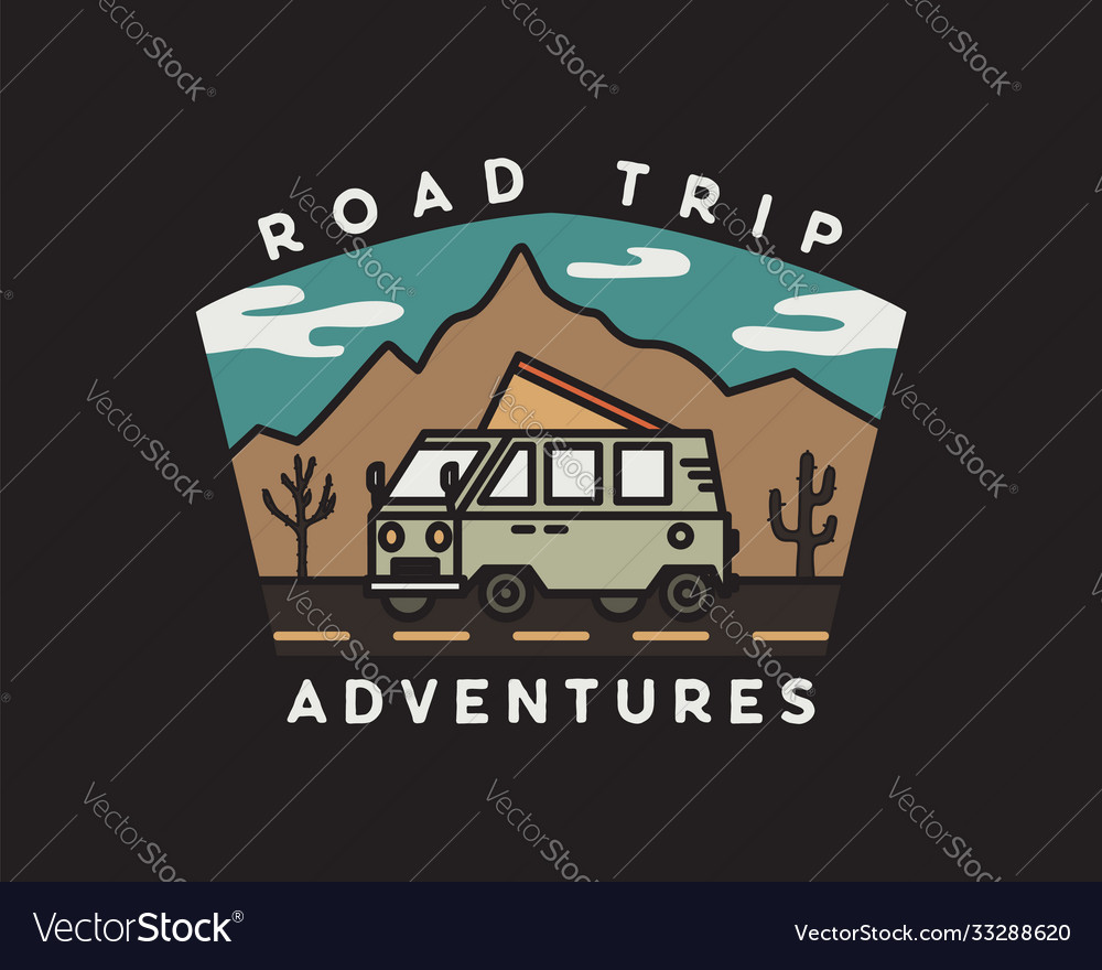 Vintage road trip journey badge Royalty Free Vector Image