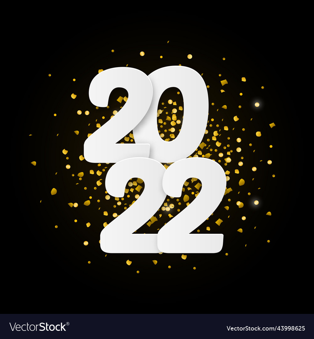 2022 happy new year with realistic glitter Vector Image