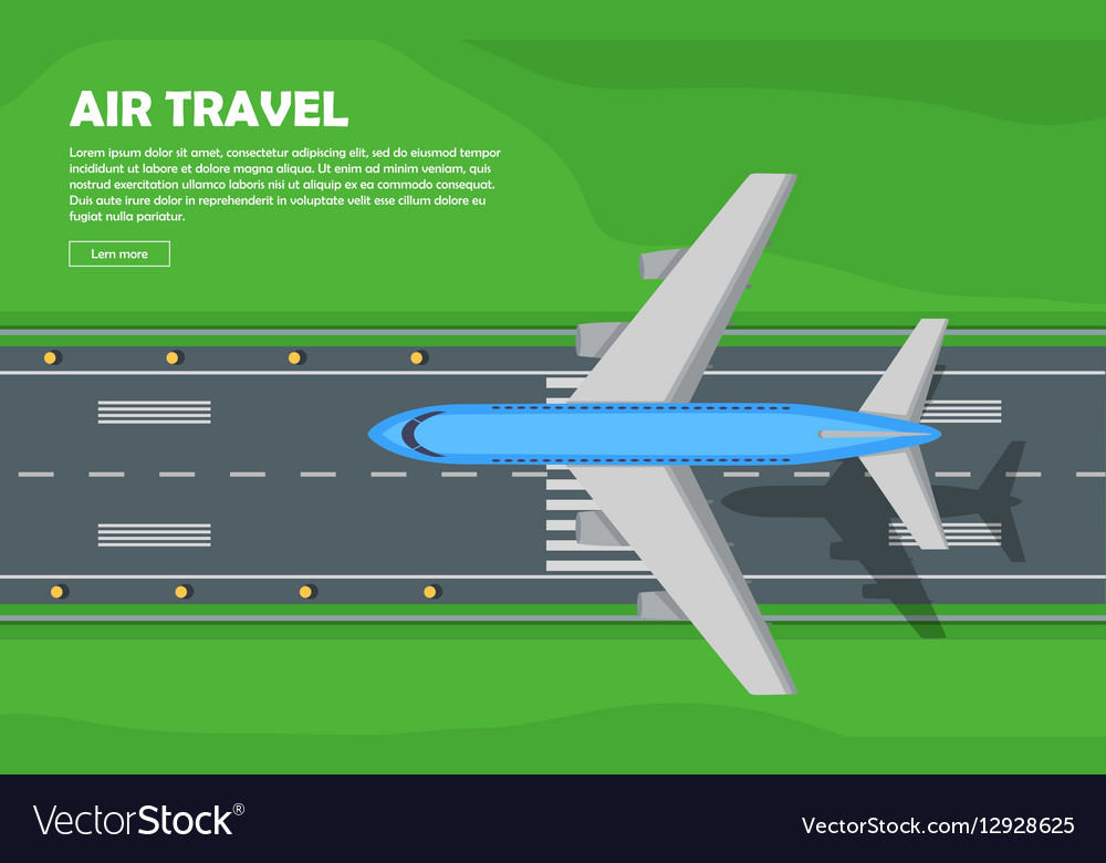 Aviation aircraft runway flight banner Royalty Free Vector