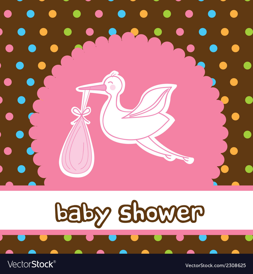 Baby Duschkarte mit Storch Mädchen