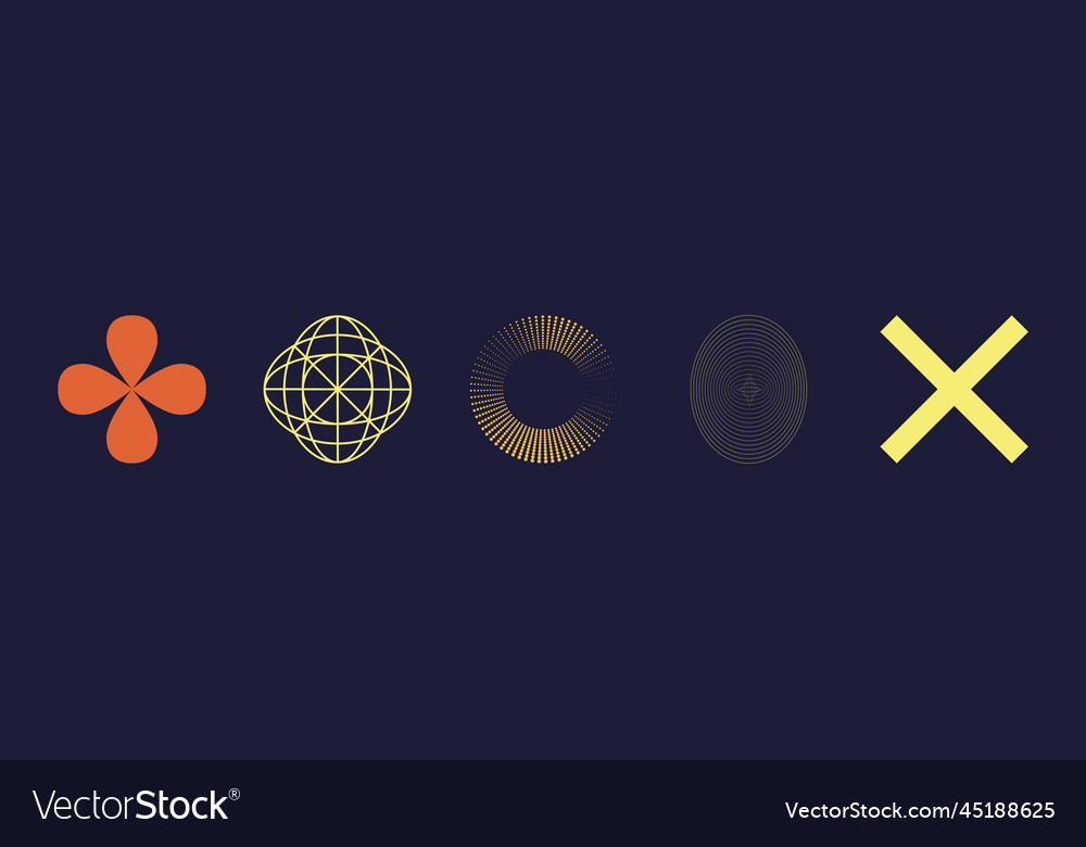 Collection of y2k elements large set retro vector image Collection of y2k elements large set retro