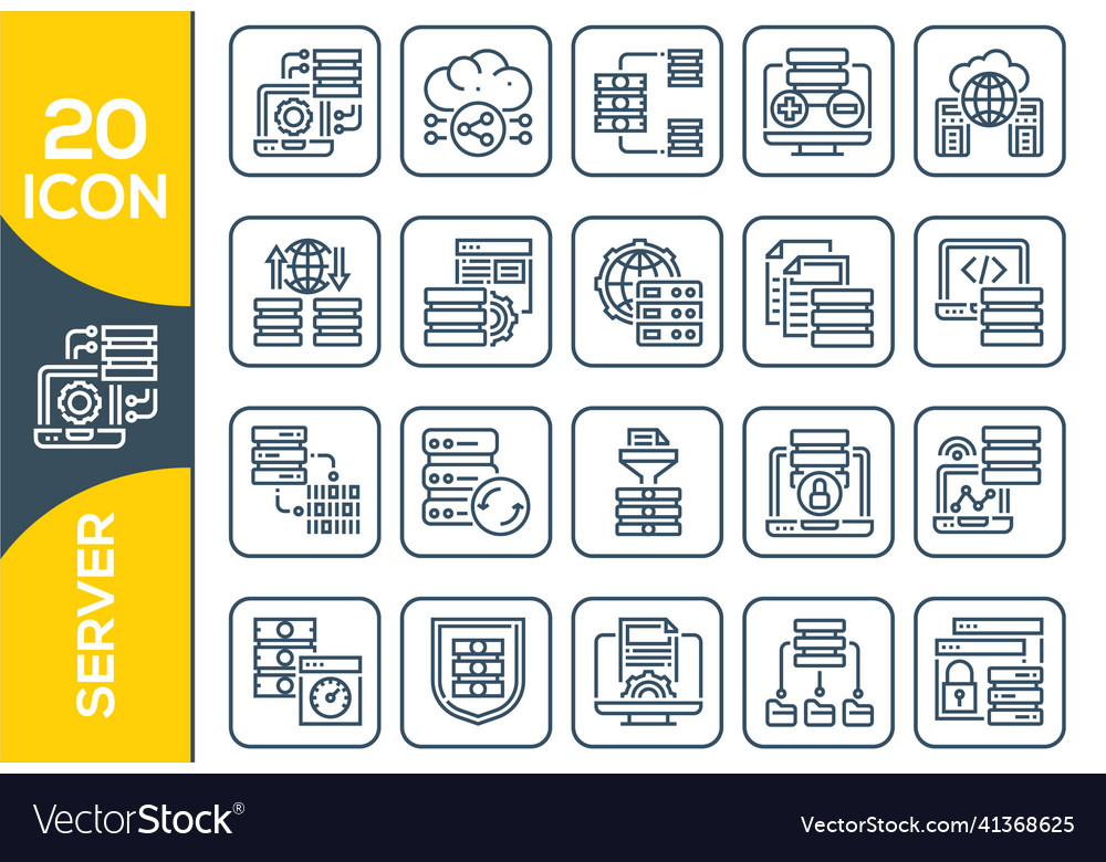 Database server and cloud service line icons Vector Image Database server and cloud service line icons