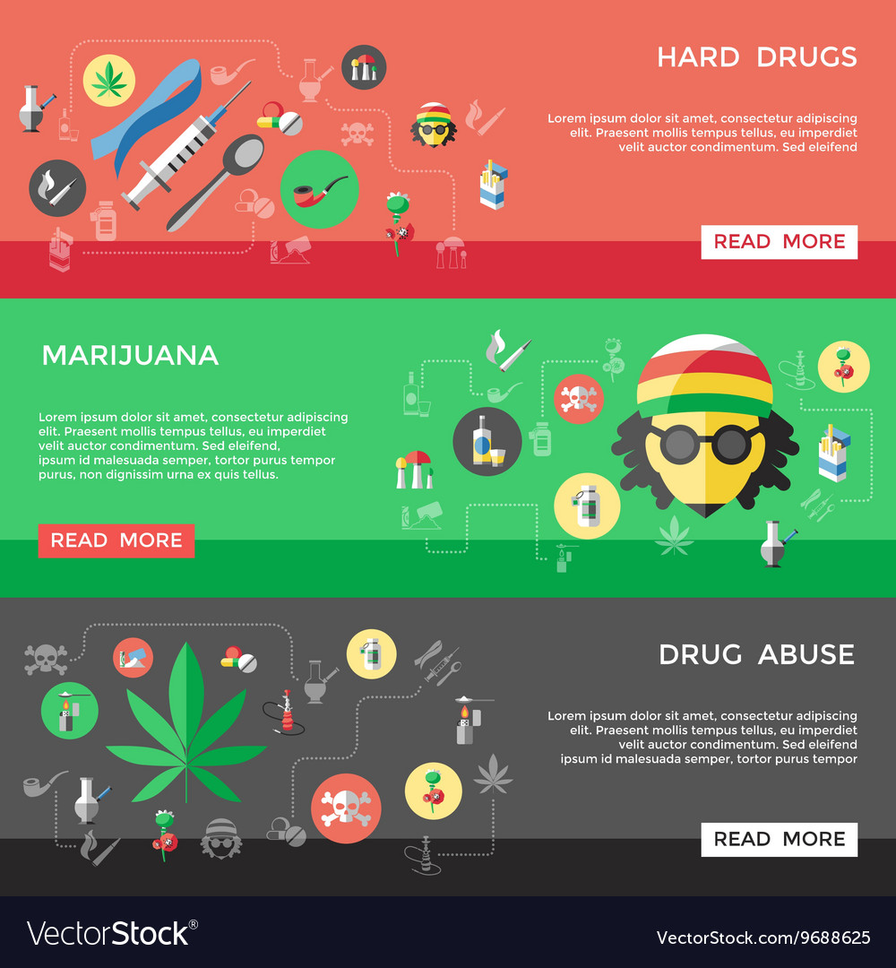 Flat Drugs Banner Set Royalty Free Vector Image