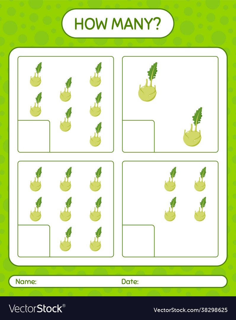 How many counting game with kohlrabi worksheet