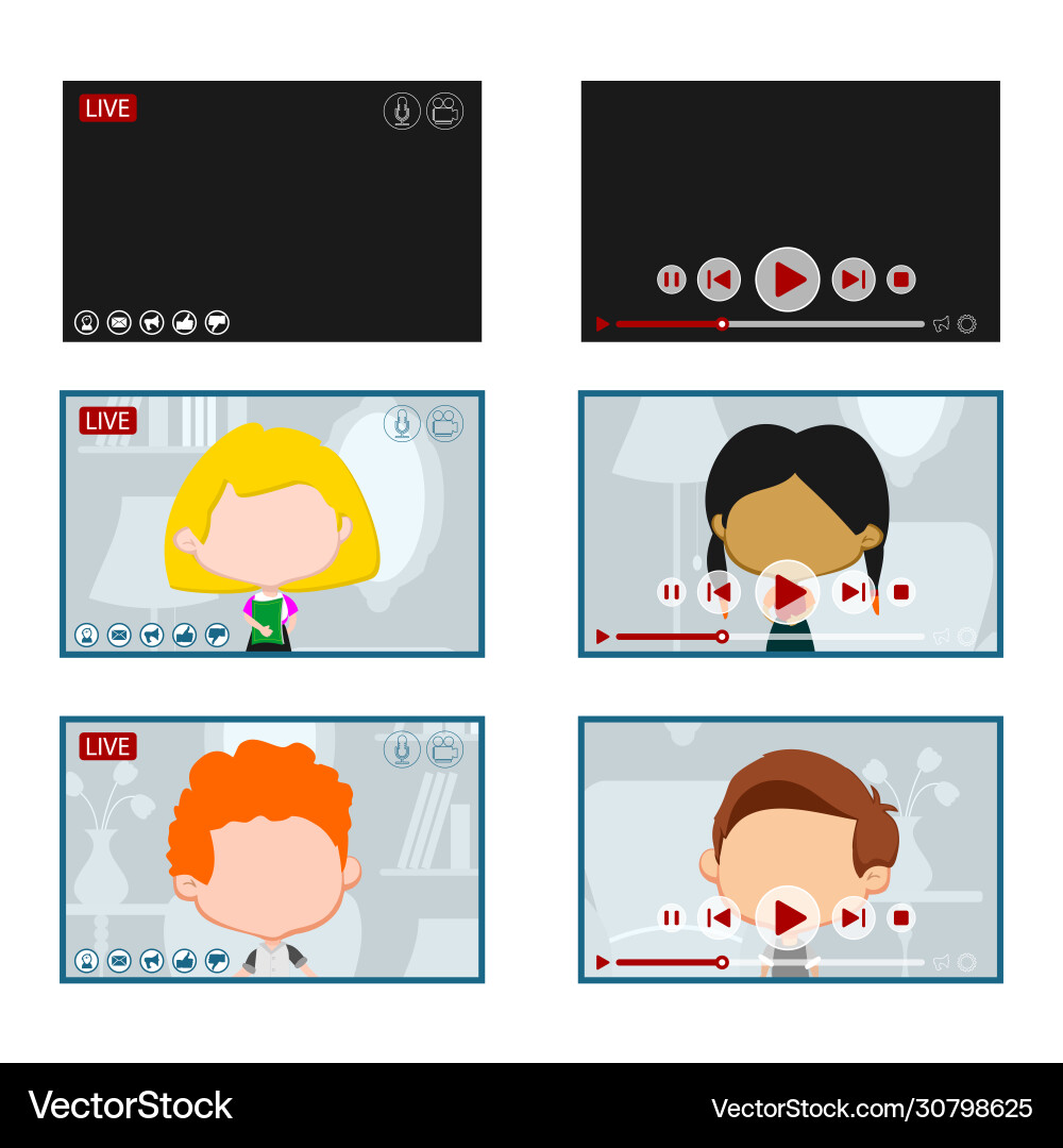 Live and offline video screens set Royalty Free Vector Image