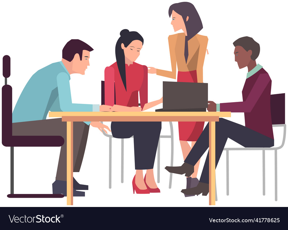 Meeting to discuss starting project business plan Vector Image