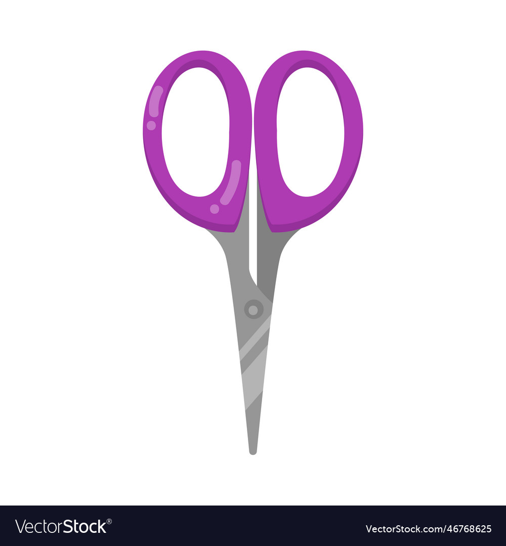 Metal scissors with purple handle cartoon Vector Image