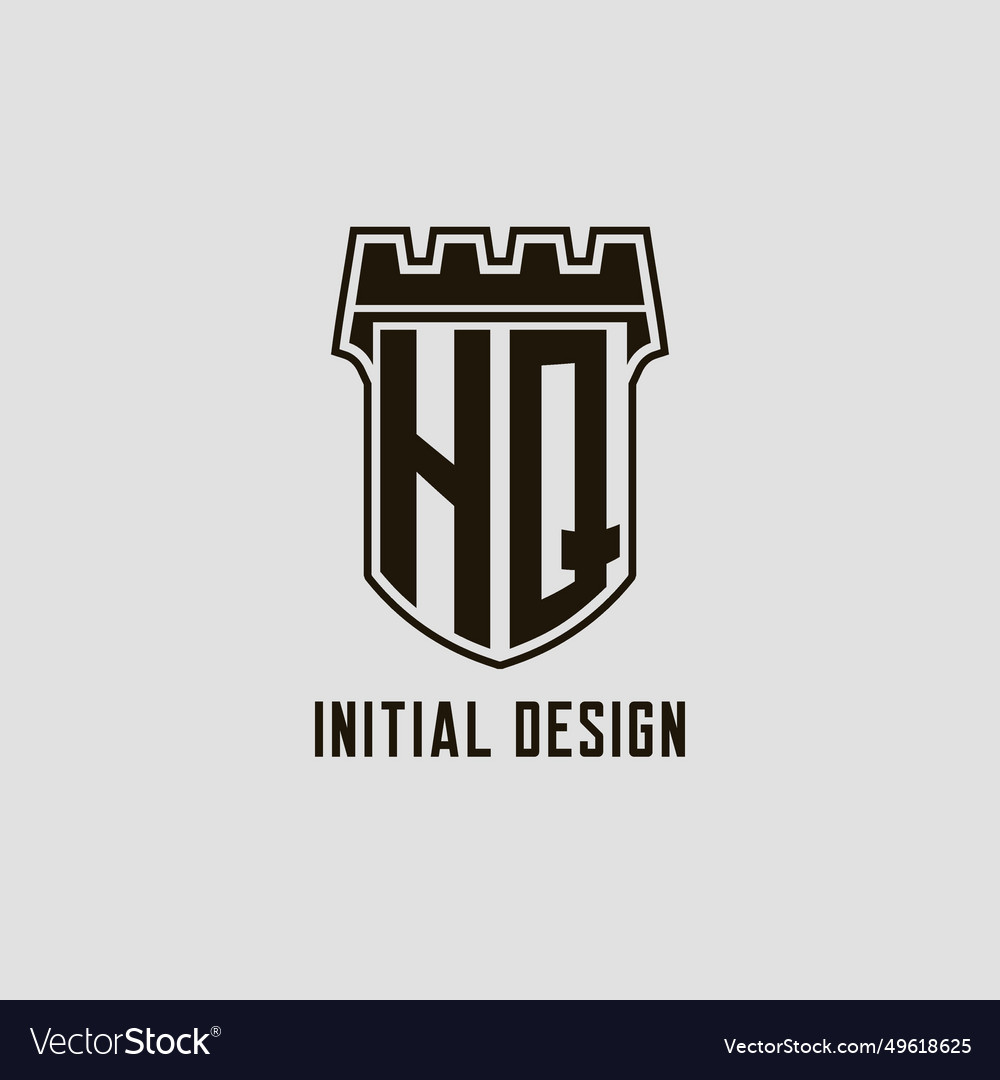 Monogram hq with shield fortress logo design style