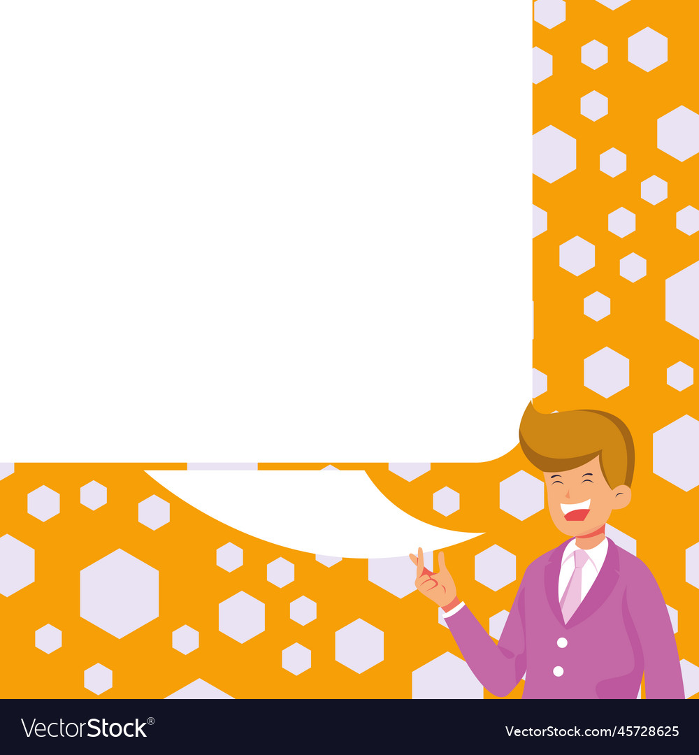 Presenter with conversation bubble showing new vector image Presenter with conversation bubble showing new