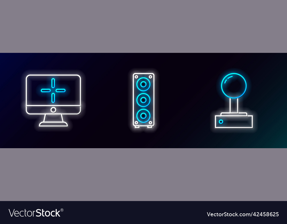 Set line joystick for arcade machine computer vector image Set line joystick for arcade machine computer