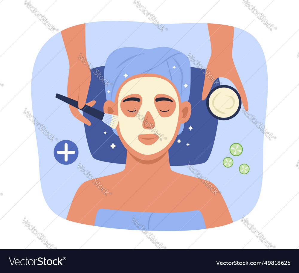 Woman Doing Facial Mask Treatment For Skincare Vector Image