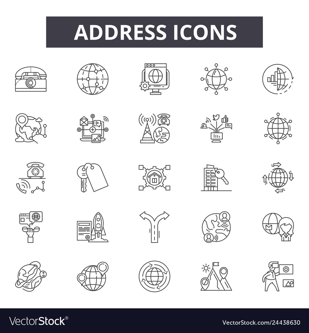 Address line icons editable stroke signs concept