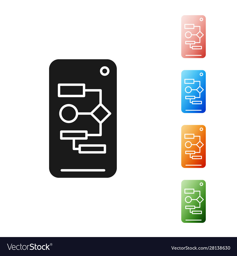 Black algorithm icon isolated on white background vector image Black algorithm icon isolated on white background