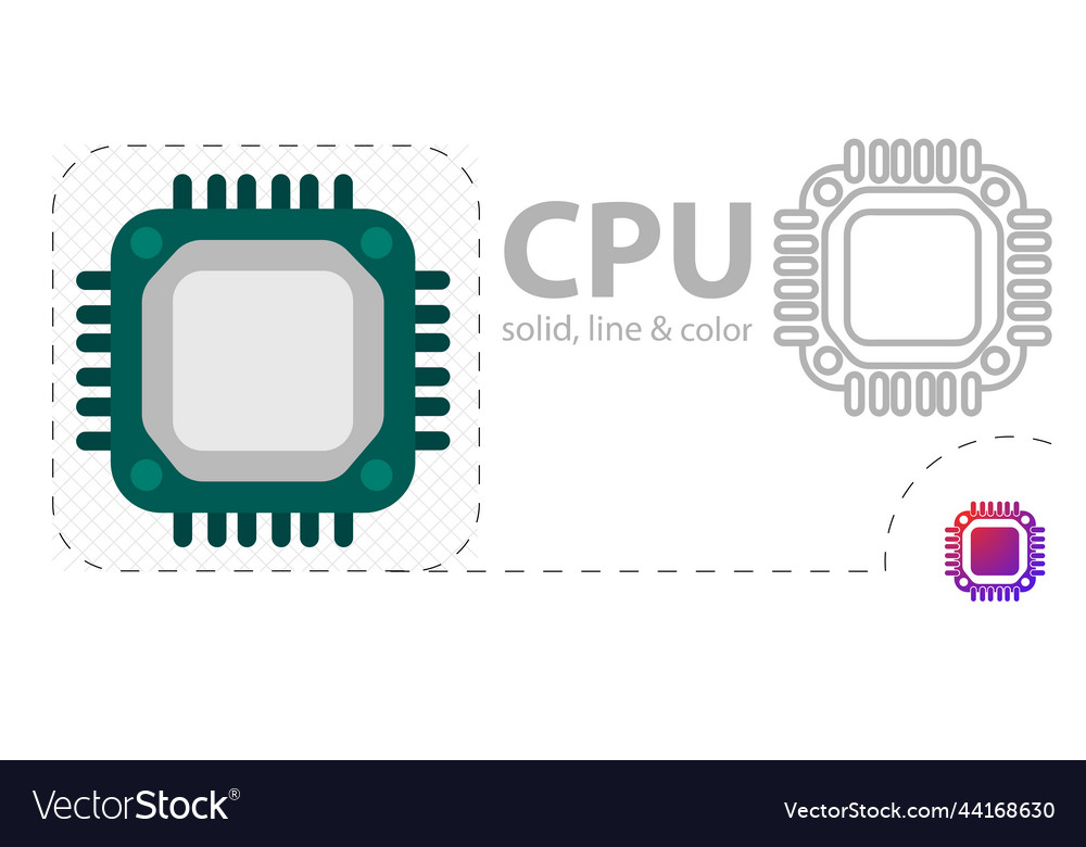 Cpu isolated flat computer line icon vector image Cpu isolated flat computer line icon