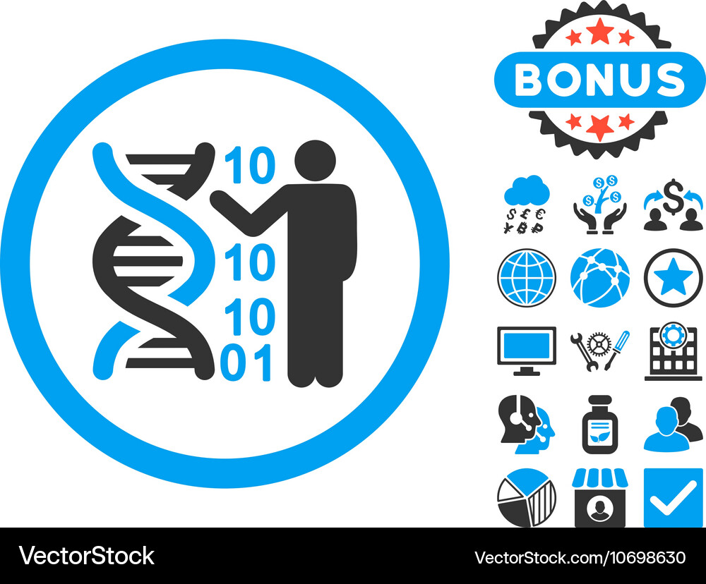Dna code report flat icon with bonus Royalty Free Vector