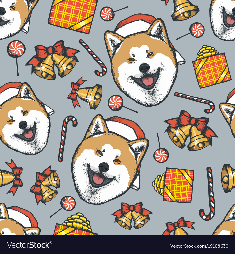 Dog christmas seamless pattern year concept
