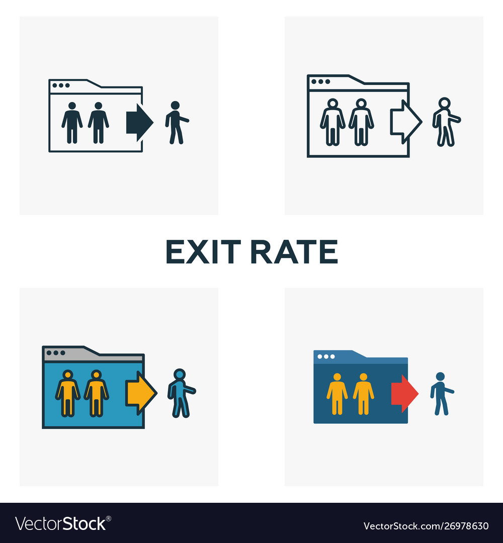 Exit rate icon set four elements in different Vector Image Exit rate icon set four elements in different