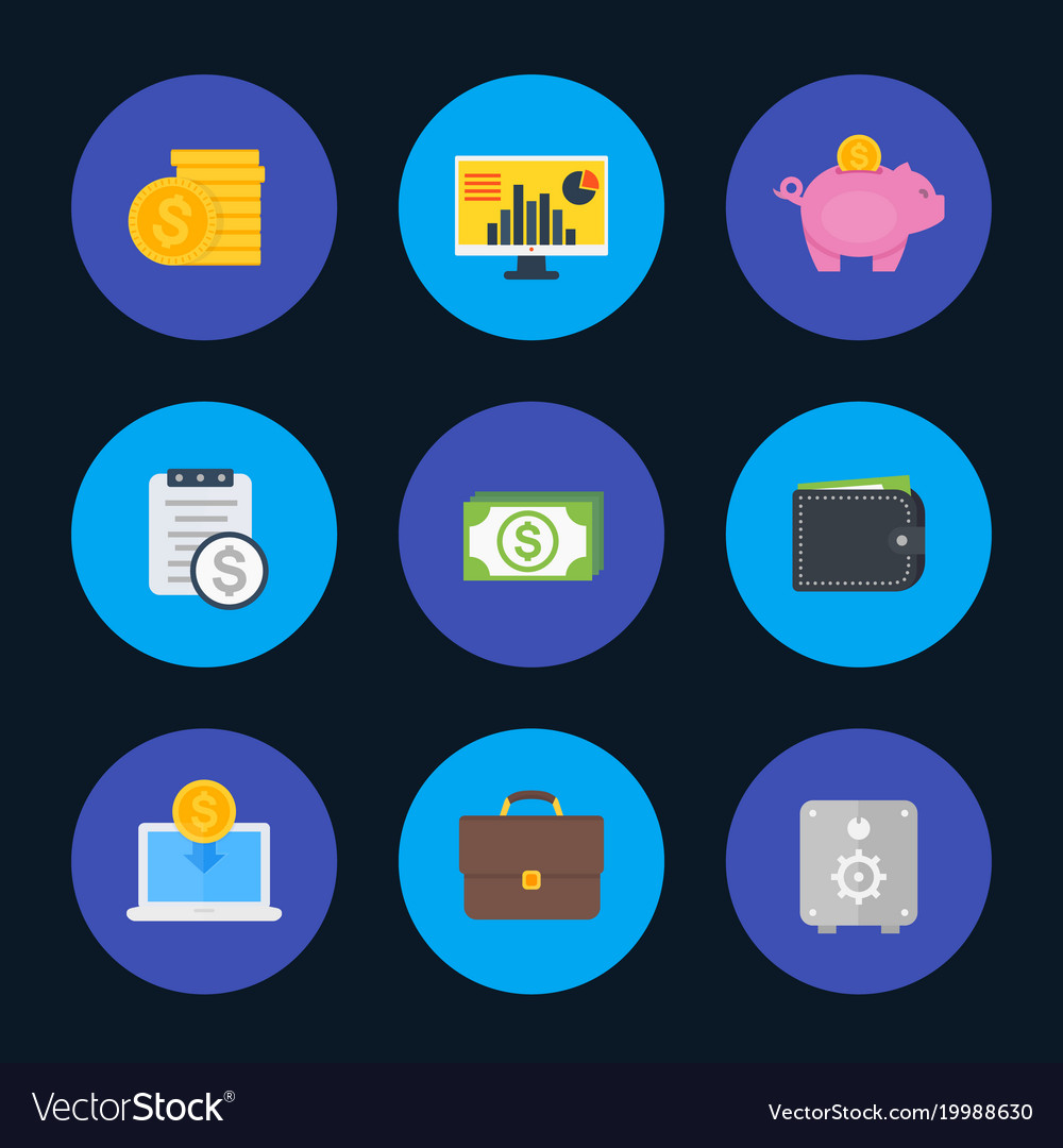 Finance money payments icons set flat style